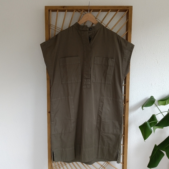 Everlane The Easy Workwear Organic Utility Dress Green / Size Large - Picture 1 of 14
